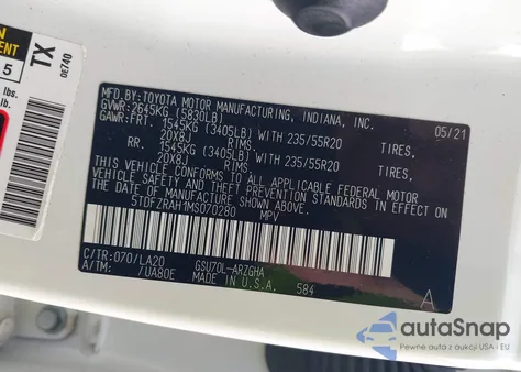 2021 Toyota Highlander Platinum from USA, damaged, VIN 5TDFZRAH1MS070280